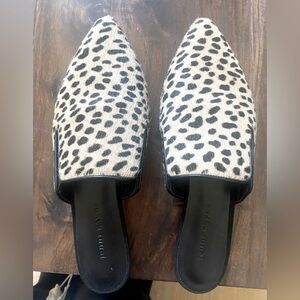 Jenni Kayne Pony Hair Leopard Print Mules